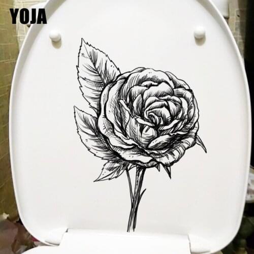 YOJA 16.7X23.7CM Hand Drawn Doodle Roses Personality Bathroom Toilet Sticker Creative Home Wall Decor T1-1432