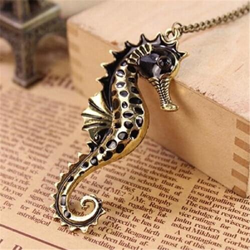 NEW HOT Hot Vintage Cute Ocean Animal Seahorse Jewelry Lovely Seahorse Pendant Necklace Long Sweater Chain For Women Girls