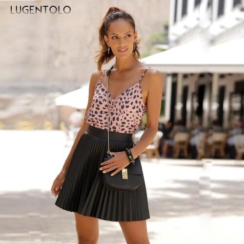 Women Camis Summer Sleeveless Vintage Leopard Print Tops Deep V-neck Tees Female Casual Loose Street Camis