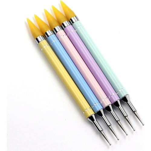 1PC Dual-ended Nail Rhinestone Dotting Pen Tool Gen Studs Picker Wax Pencil Manicure Nail Art Tool