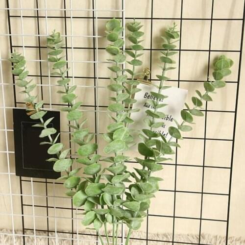 2Pcs Artificial Plant Fake Eucalyptus Green Leaf Fake Foliage Flowers Rattan string Home Garden Wedding Party Decoration Artific