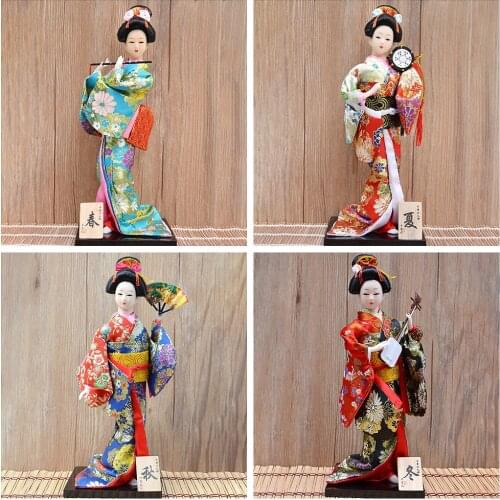30cm Traditional Japanese Geisha Figurines Statues Japanese Kimonos Dolls Ornaments Home Restaurant Desktop Decoration Gifts
