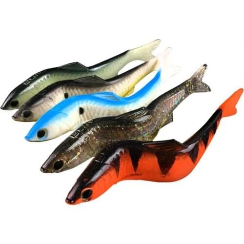 5Pcs/Set 12.7g Soft Bait Bright Colorful Luminous Painting 3D Eyes PVC 5 Colors Noctilucent Bait for Freshwater Fishing