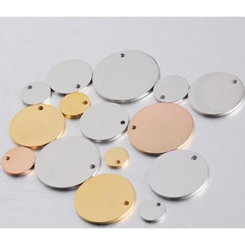 5Pcs/Lot Size 20mm Mirror Polished Gold Color Stainless Steel Round Pendants Stamping Blanks For DIY Making Necklace