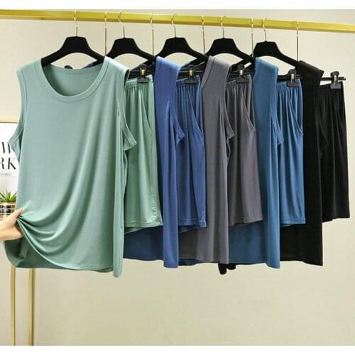 6XL Plus Size Modal Sleepwear Set Men Or Women Home Pajamas Sleeveless Two Piece Suit New Comfortable Summer Pyjama De Femme