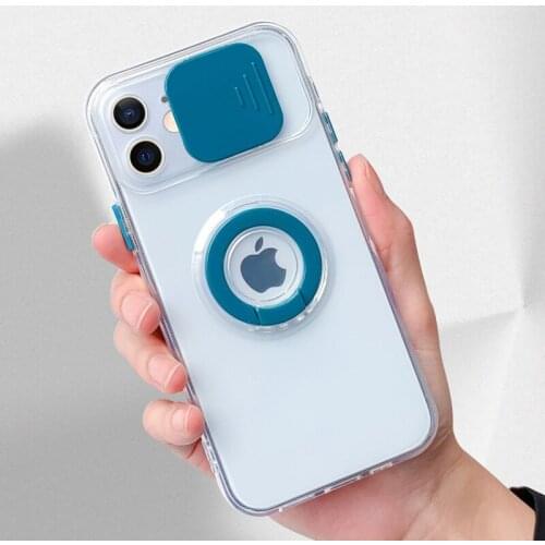 Candy Color Ring Holder Phone Case For iPhone 12 Pro Mini 11 Pro Max X XR XS Max 7 8 Plus SE 2020 Transparent Protective Cover