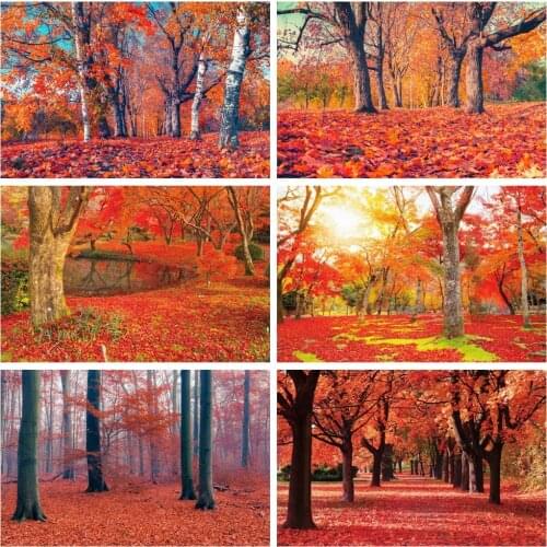 Yeele Autumn Scenery Photography Backdrops Red Leaves Forest Tree Photographic Studio Photo Background Birthday Decorations Prop