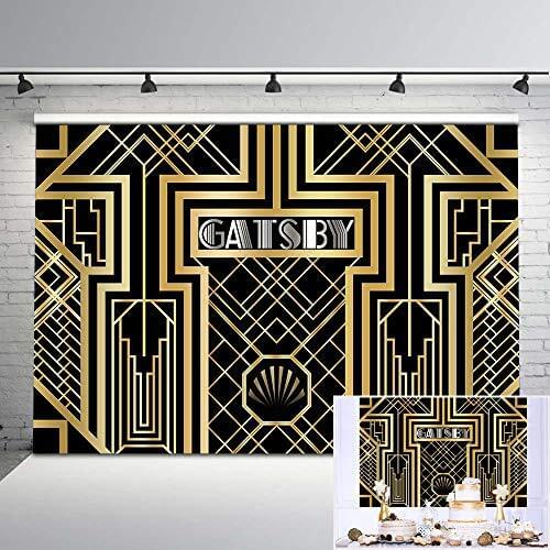 Neoback Great Gastby Photography Backdrop 1920s Black and Gold Background Retro Gatsby Birthday Backdrop Children Party Props