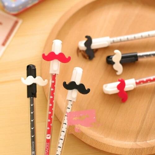 12pcs Creative Beard Black Gel Pen Student Gel Pens for School Writing Student Stationery Wholesale School Supplies