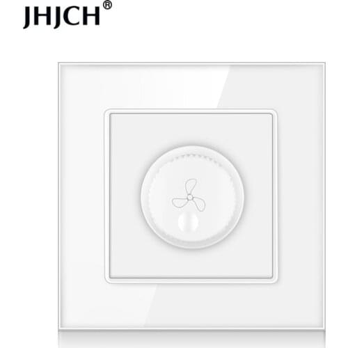 JHJCH fan regulator luxury crystal glass panel wall switch switch 16a 15-300w black and white gold