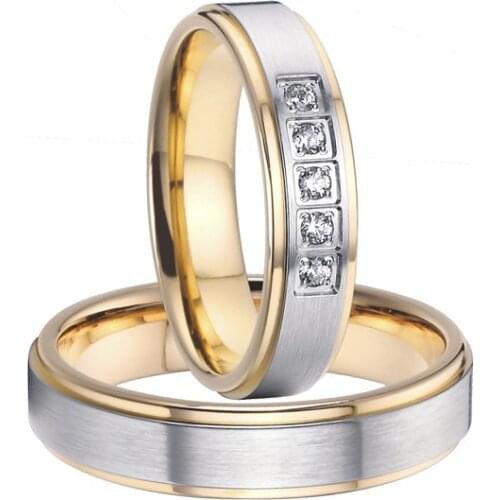 2015 classic alliances gold colour health titanium steel wedding bands promise rings sets for couples