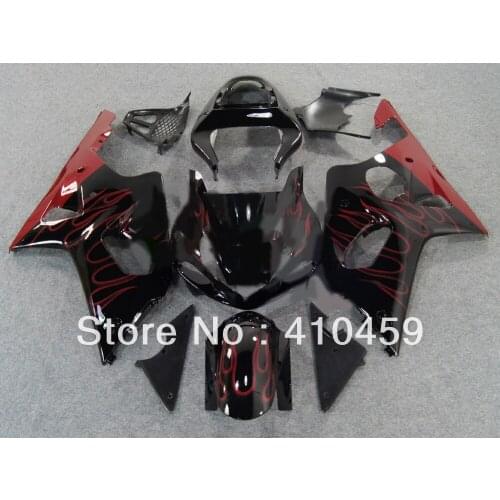 ABS Fairing kit for SUZUKI GSXR1000 GSX-R1000 GSXR 1000 K2 00 01 02 2000 2001 2002 Red flames gloss black Fairings bodykit SP60