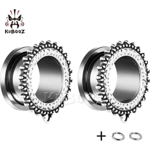 Kubooz New Retro DIY Pendant Ear Expansion Body Piercing Jewelry Earrings Gift For Unisex Fashion Style 6mm to 30mm