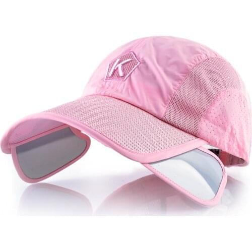 Summer Baseball Cap Men Women Retractable Visor K Embroidery Snapback Mesh Hat Fishing Riding Quick-Dry Bone Trucker Casquette