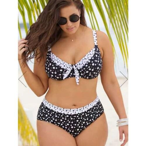 Hot Spring Swimsuit Womens Retro Polka Dot Bikini Sexy Large Size Split Conservative Slim Ladies Swimwear