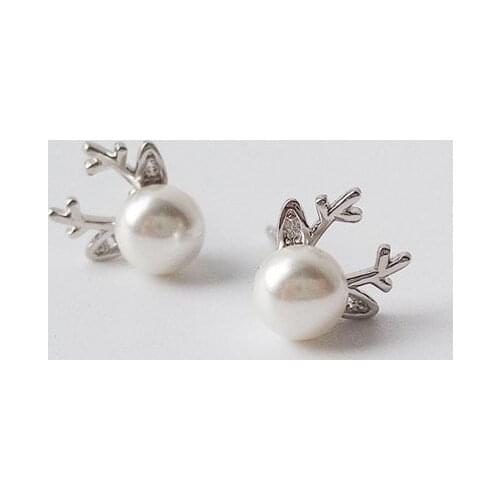 Elk Pearl Zircon Stud Earrings For Women Korean Version Fashion Design Hip Hop Trend New Student Birthday Jewelry Gift BOYULIGE