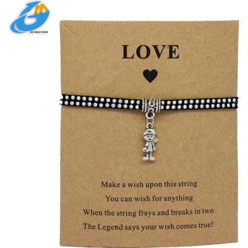 DGW sport boy Charm Leather Bracelet for men Silver plated baseball boxing sporting girl pendant Wrist handmade Jewelry free sh