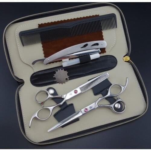 Professional Hairdressing Scissors set 62HRC Straight & Thinning cutting with comb, clothes ,oil S017