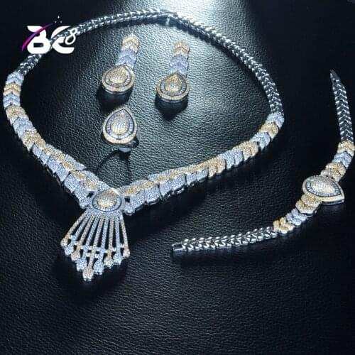 Be 8 High Quality Cubic Zirconia Wedding Jewellery Set Trendy Set Water Drop Shape Bridal Sets for Women Gift Bijoux Femme S267
