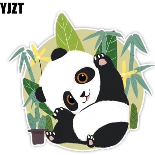 YJZT 15CM*16CM Cute Panda Cartoon Car Sticker Decals PVC Car Accessories C29-0854