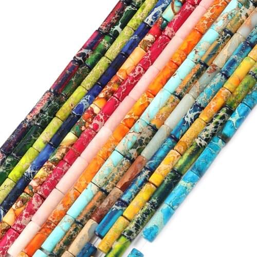 Natural Sediment Jaspers Stone Imperial Tube Column Shape Loose Spacer Beads for Jewelry Making DIY Bracelets Accessories 15