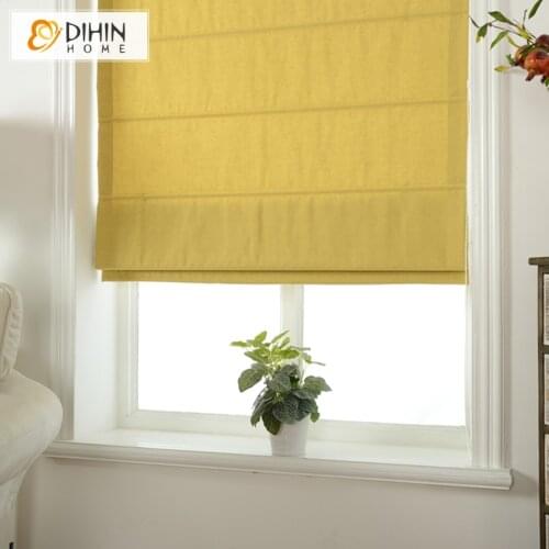 DIHIN HOME New Arrival Linen/Cotton Fabric Modern Pure Color Roman Blind Rollor Blinds Blackout Curtains Window Treatment Drapes