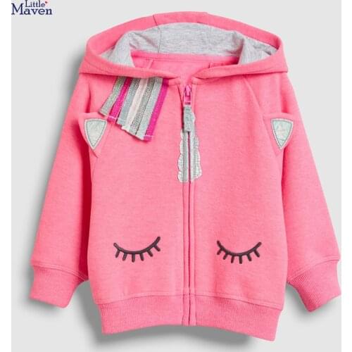 Little Maven Baby Girl Clothes Toddler 2021 New Autumn Cotton Animal Design Zipper Sweatshirt Hooded Sweater for Kids 2-7 Years