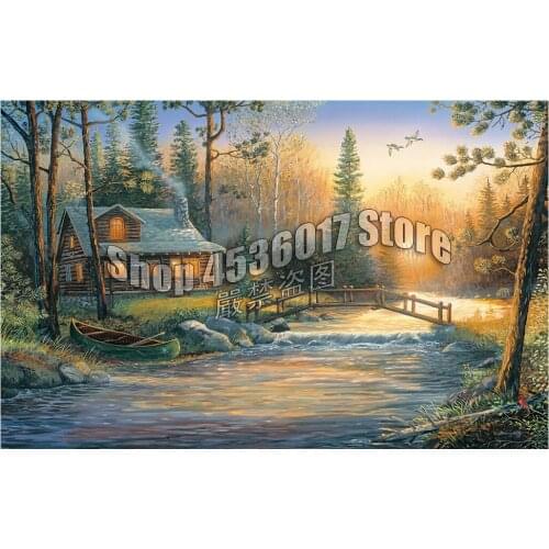 Landscape,Diamond Painting,Cabins,Cottages,Houses,Sunrise,Sunset,DIY Drill Diamond Embroidery,Diamond Mosaic,Picture,Decor