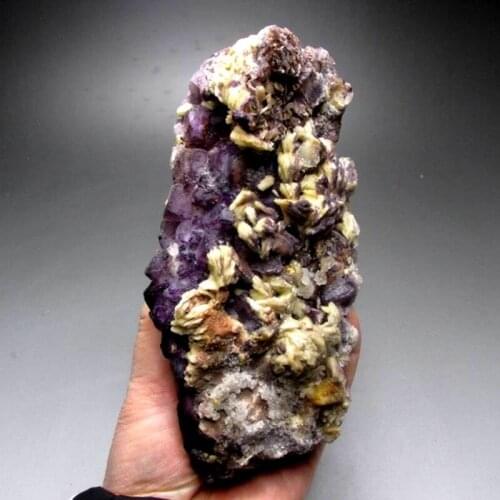 1570g Purple Fluorite Cluster w/ Barite - crystals and stones healing Mineral specimen Home Decor feng shui decoration