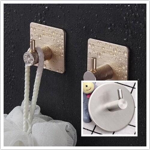 Self Adhesive Wall Hook Robe Hook For Kitchen Stainless Steel Wall Hanger Rustproof Hook Hanger Bathroom Hardware Dropshipping