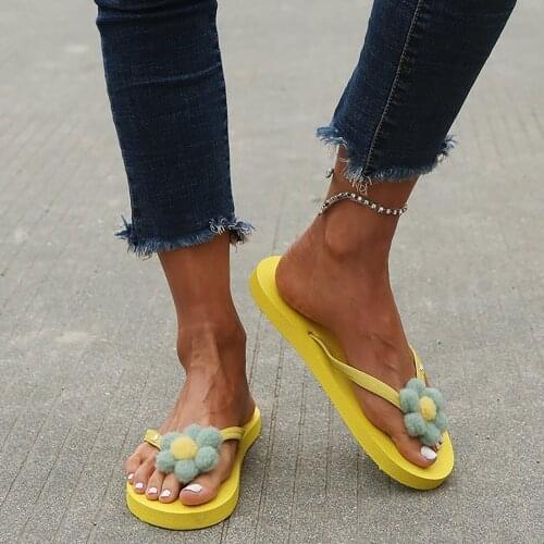 Womens Floral Sandals Fashion Flower Flip Flops Ladies Flat Slip On Beach Slippers Shoes sandalias de las mujeres zapatos mujer