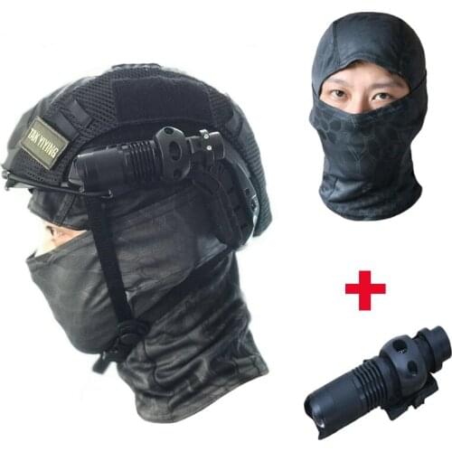 TAK YIYING Airsoft Tactical Helmet +Tactical Helmet Cover + Clamp 1" 25.4mm Mount W/ Flashlight