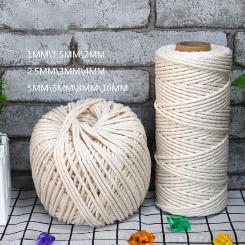 3/4/5/6mm 50/100M Cotton Macrame Rope Craft Twisted String Cord Natural Beige Handmade DIY Home Decorative Tapestries Decoration
