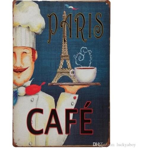 Paris Cafe Vintage sign home Bar Pub Hotel Restaurant Coffee Shop home Decorative Retro Metal Poster Tin Sign