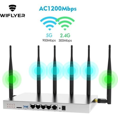 Wiflyer 4G LTE WiFi Router Gigabit Ethernet with 4 Pcs 5dBi Antennas TF Card Slot&USB Port&Mini-PCIE Industrial Wireless Router