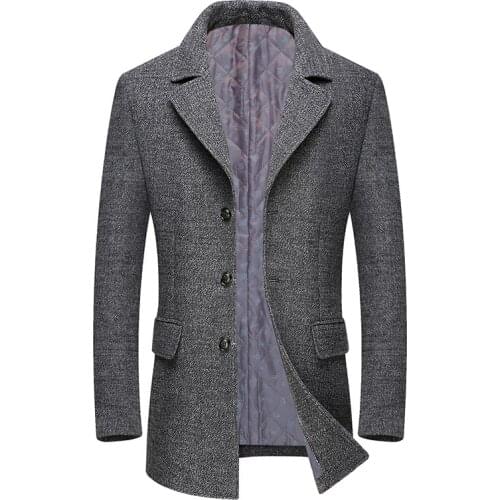 Winter Thick Cotton Men Wool Jackets Scarf Detachable Collar Fit Mens Overcoats Male Casual Fashion Outwear Clothing US Size