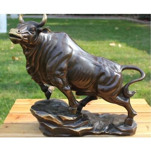 12 China Bronze Copper Art Decoration Sculpture Lucky Bull Cow Cattle OX Statue