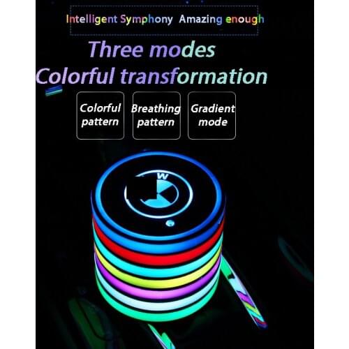 2X Car Dome LED Cup Holder Automotive Interior Lamp Drink Holder Anti-Slip Mat Product Bulb USB Multi- Colorful Atmosphere Light