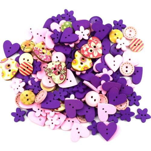 200PCS Painting Wooden Buttons for Crafts Scrapbooking Sewing Clothes Button DIY Kid Apparel Supplies Scrapbooking Accessories