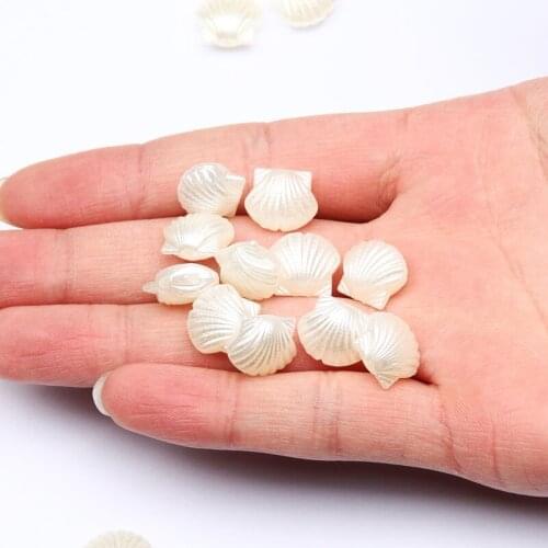 50pcs 11x13mm Beige Shell Shape Imitation Pearls Acrylic Loose Spacer Beads For Jewelry Making Diy Bracelet Necklace Charm
