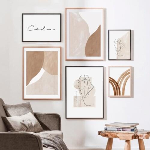 Abstract Boho Beige Terracotta Geometric Line Canvas Painting Wall Art Picture Poster Print Living Room Interior Home Decoration