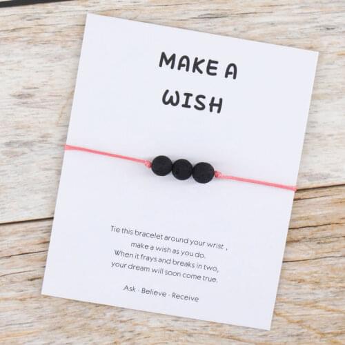 Men Women 8mm Lava Rock Diffuser Bracelet Elastic Volcanic Stone Yoga Beads Wish Bracelet Bangle for Bead Jewelry Gift with Card