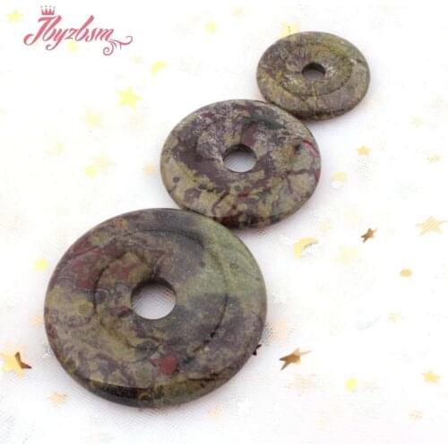 30,40,50mm Dount Rings Bloodstone Heliotrope Natural Stone Beads For DIY Women Necklace Bracelet Pendant Jewelry Making 1 Pcs