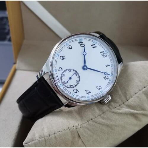 GEERVO No logo 40mm stainless steel Manual mechanical mens Watch White dial blue hand second hand is 6 o'clock ST3621 Movement