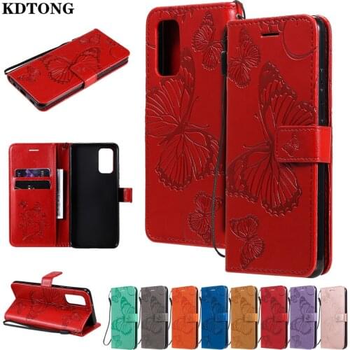 Flip Phone Case for Samsung Galaxy S21 Ultra Plus A42 A12 A72 A52 5G 4G A02S Etui Wallet Stand Embossed Butterfly Holster Cover