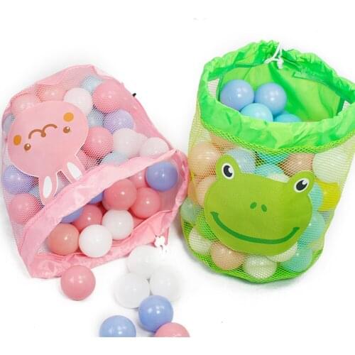 Children Sand Away Mesh Bag Cartoon Kids Toy Storage Pouch Kids Beach Large Snacks Ball Organizer Backpack with Shoulder Strap
