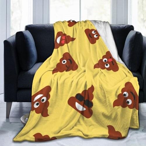 Flannel Blanket Cartoon Poop Illustration Ultra-Soft Micro Fleece Blanket for Bathrobe Sofa Bed Travel Home Winter Spring Fall
