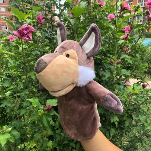 24cm Hand Puppet Lovely Animal Plush Childhood Soft Toy Wolf Shape Story Pretend Playing Dolls Gift Finger Puppets Toy