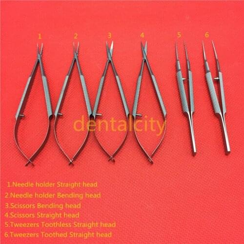 Stainless steel ophthalmic microsurgical instruments 14cm scissors+Needle holders +tweezers Stainless steel surgical tools