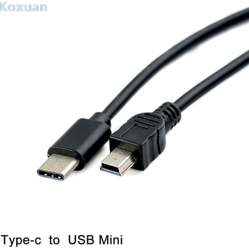 Adapter Lead Data Cable 30cm 1pc USB Type-c to Mini USB Cable USB-C Male to Mini-B Male Converter